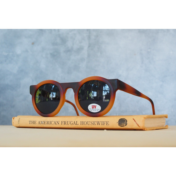 Vintage 1990s Sunglasses Grunge Goth Steampunk Brown Korea NOS